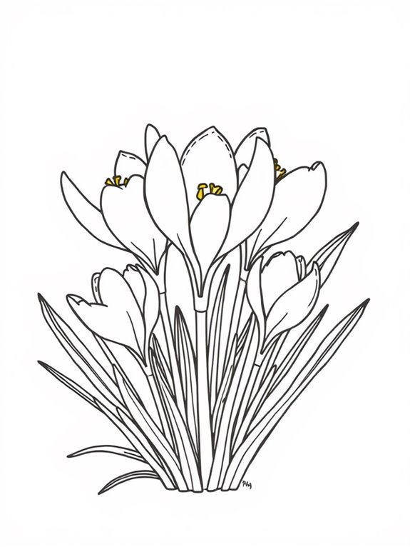 crocus flower outline illustration