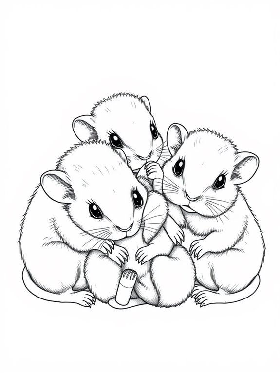 cuddly baby gerbils coloring page