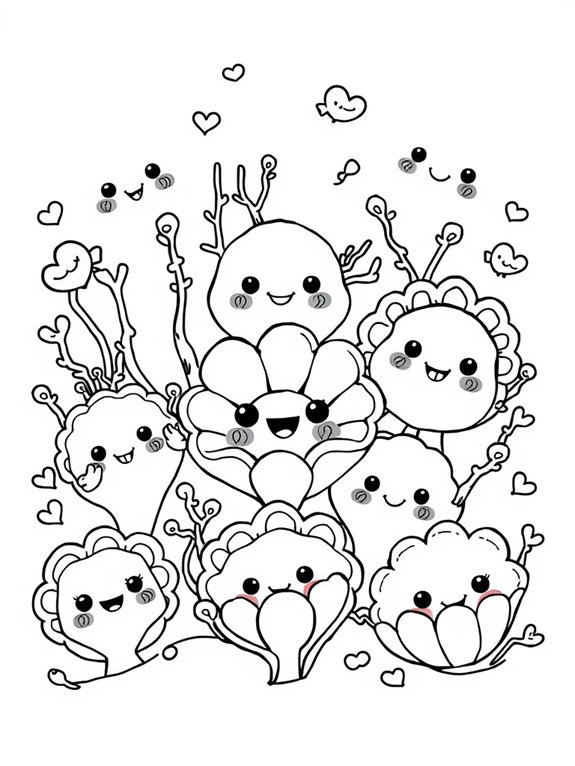 cute anemones coloring page