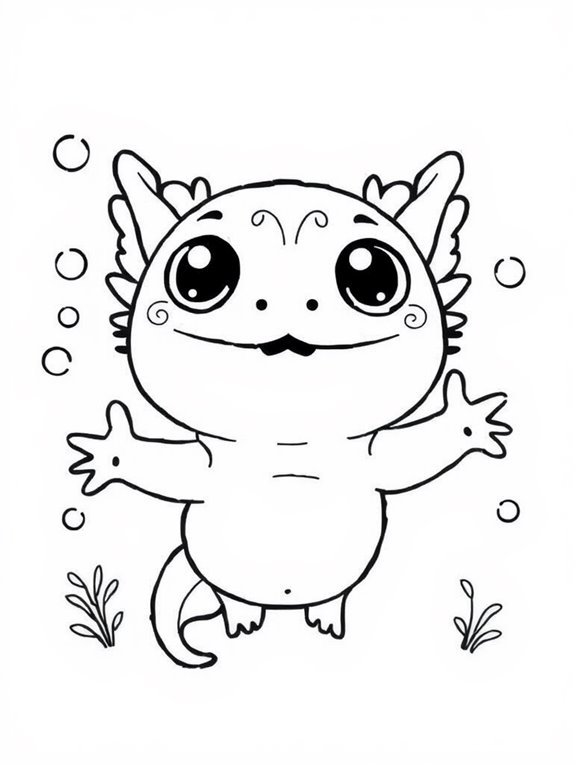 cute axolotl coloring page