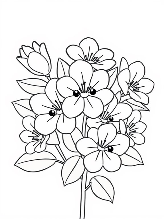 cute azaleas coloring page