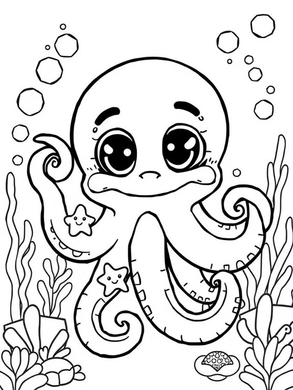 cute baby kraken coloring page