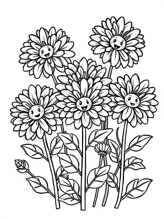 cute cartoon chrysanthemums illustration