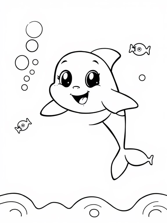 cute cartoon dolphins coloring