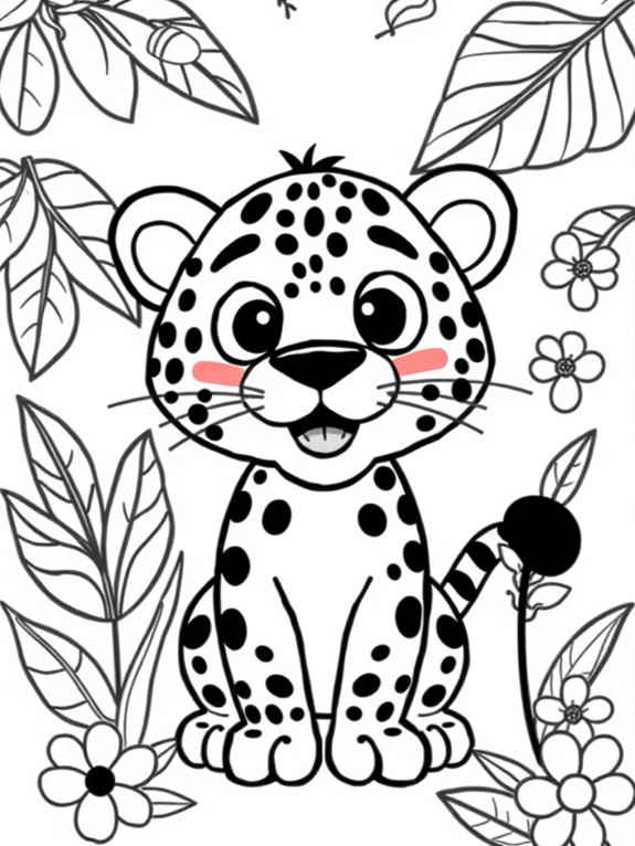 cute cartoon jaguars coloring page