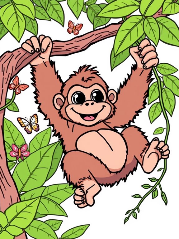 cute cartoon orangutans coloring