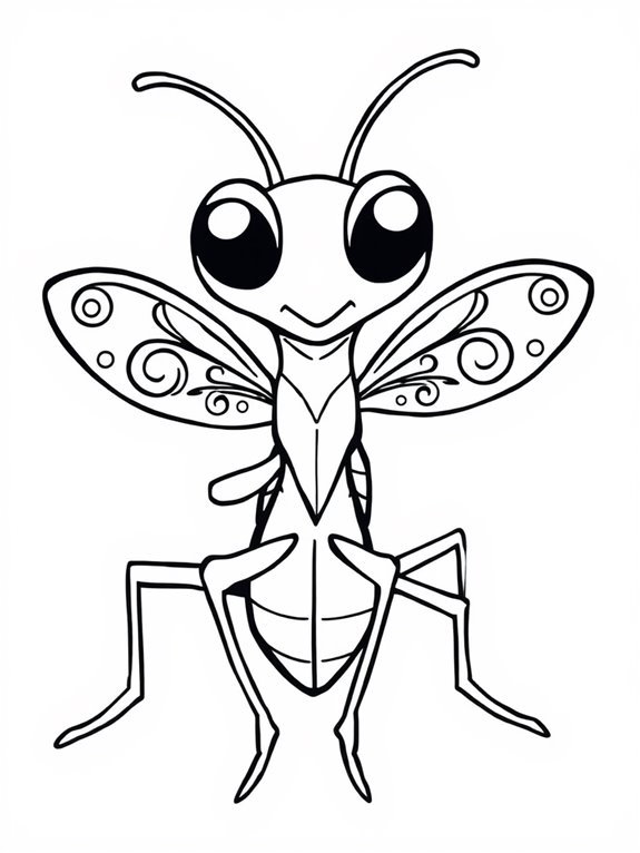 cute cartoon praying mantis