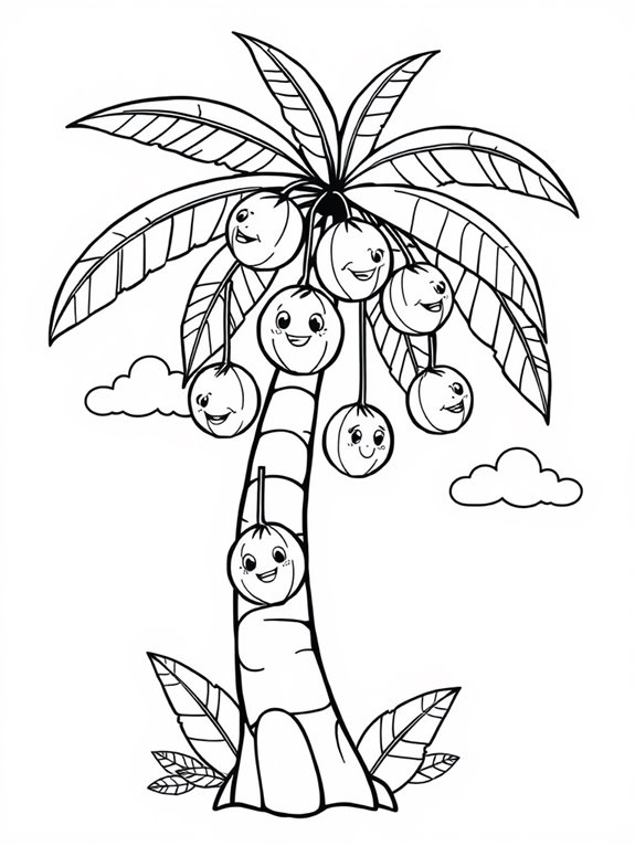 cute coconuts coloring page