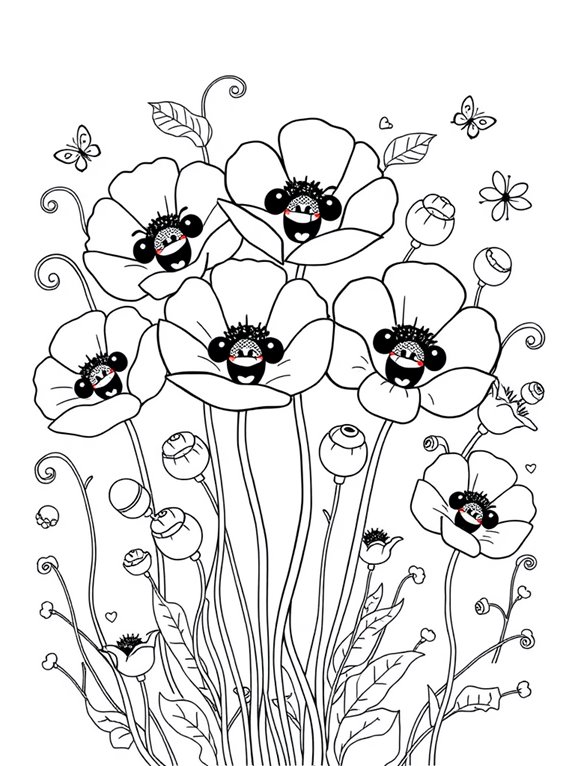 cute floral coloring page