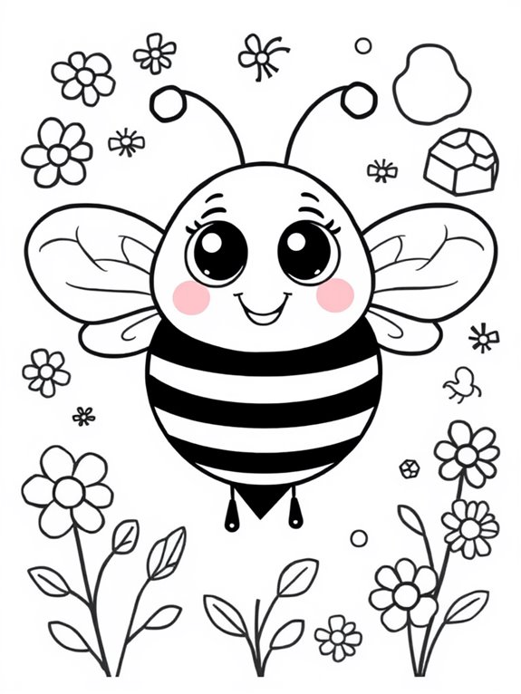 cute honeybee coloring page