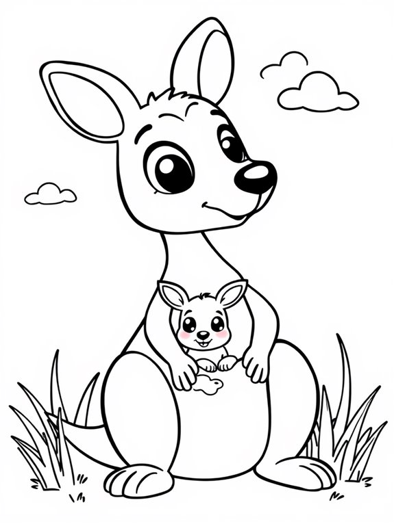 cute kangaroo with baby