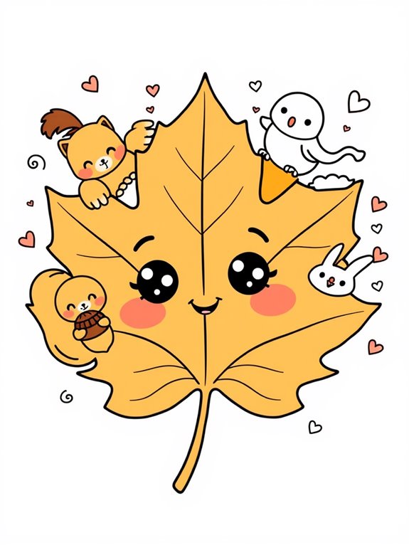 cute maple animal illustration