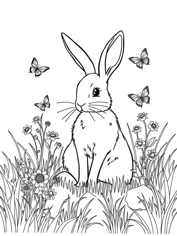 cute meadow rabbit illustration