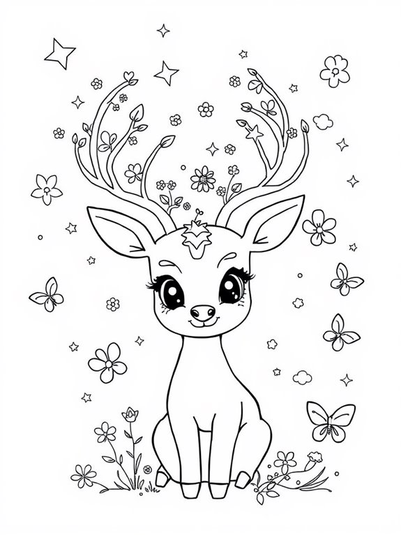 cute mystical deer illustration