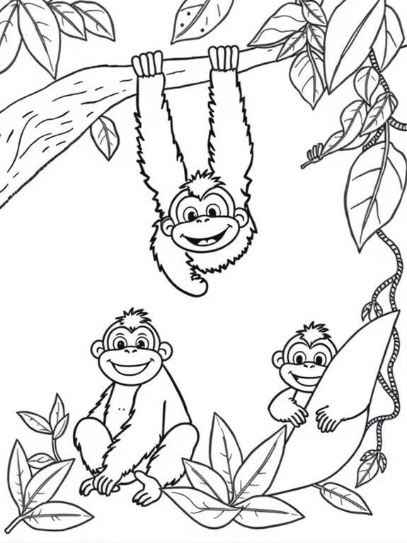 cute orangutans coloring page