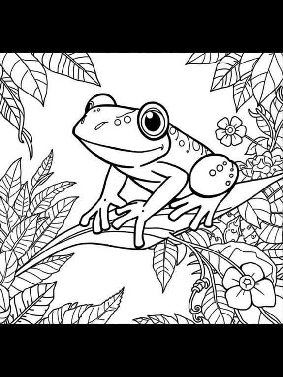 cute rainforest frog illustration