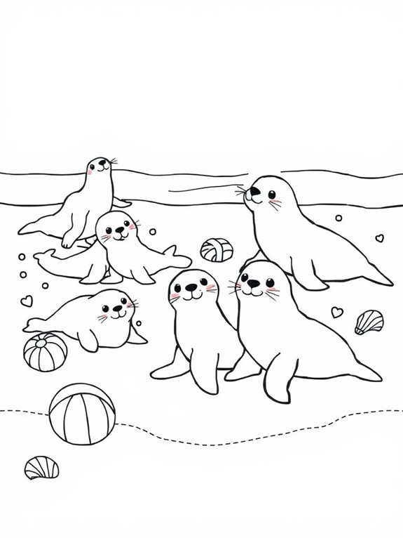 cute seals on beach