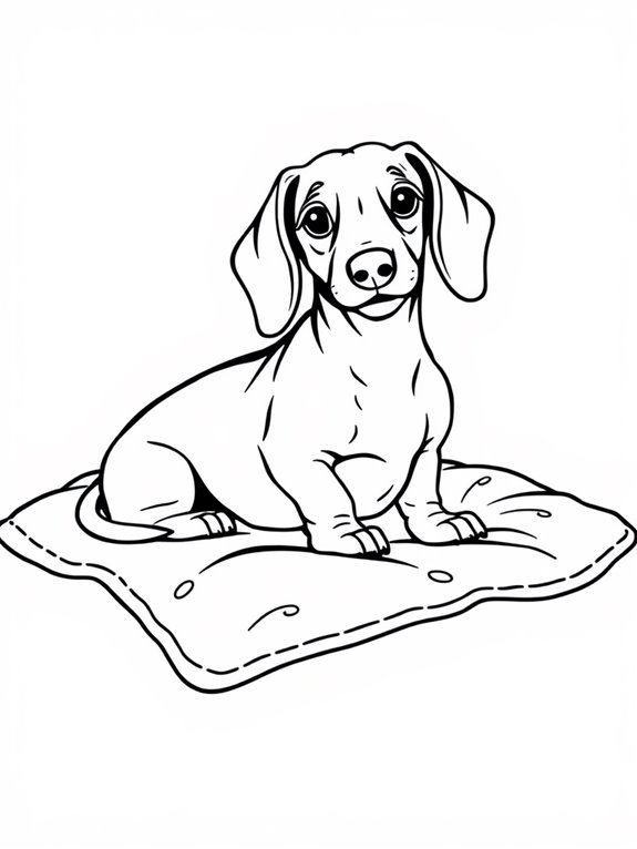 dachshund on blanket coloring page