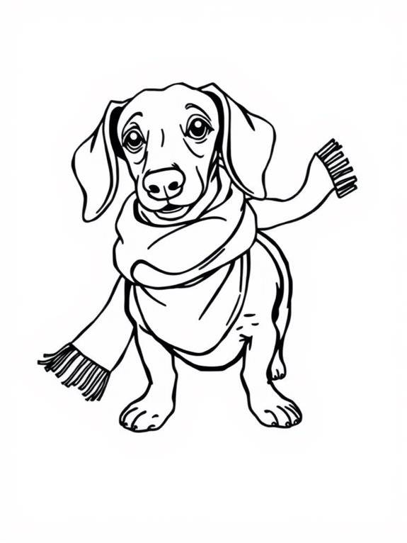 dachshund wearing cozy scarf