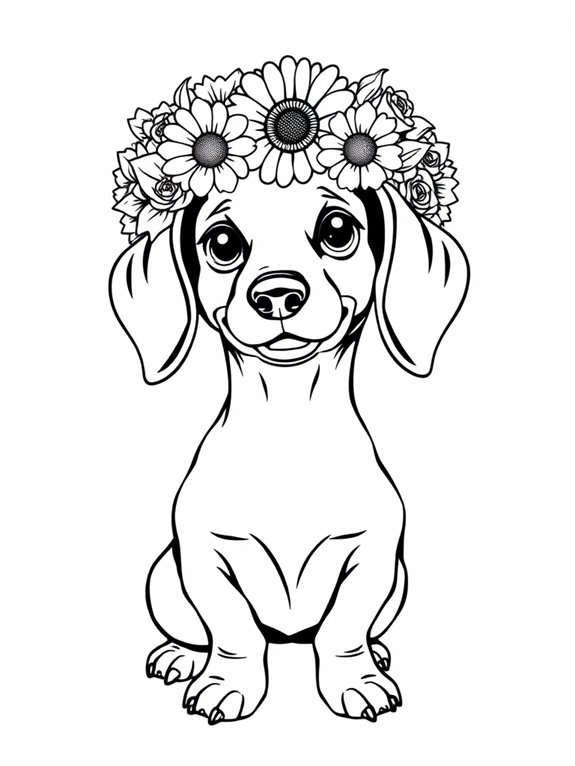 dachshund with flower crown