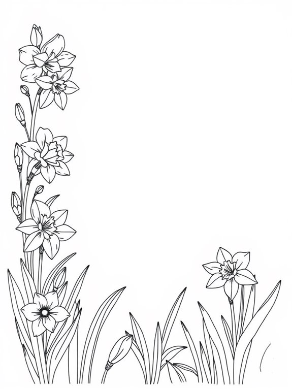 daffodils coloring page design