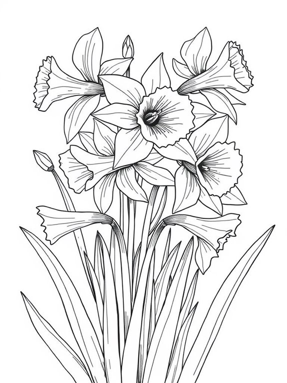 daffodils coloring page design