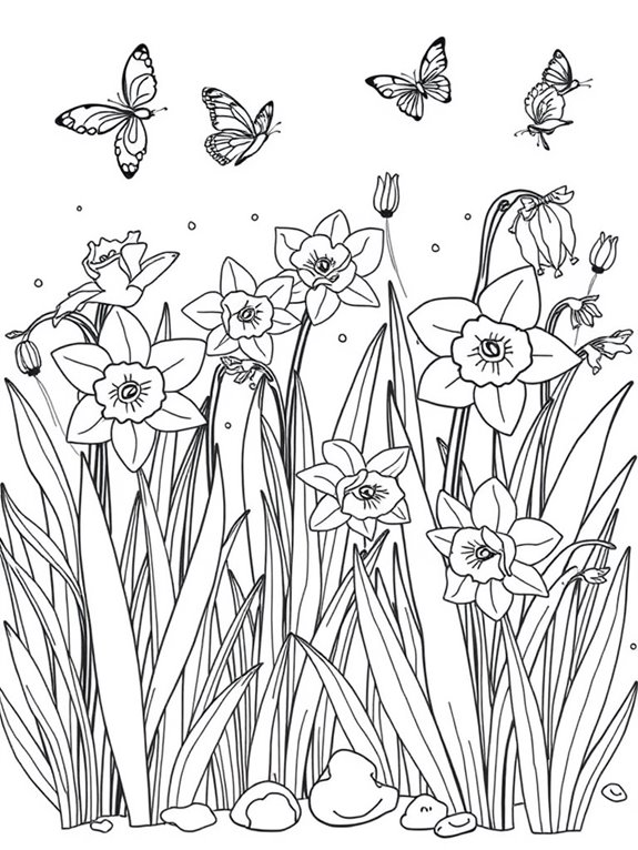 daffodils garden coloring page