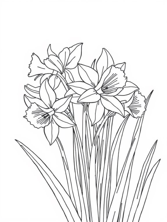 daffodils line art design