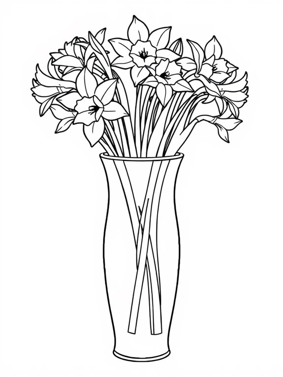 daffodils vase coloring page