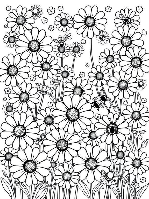 daisies and bees illustration