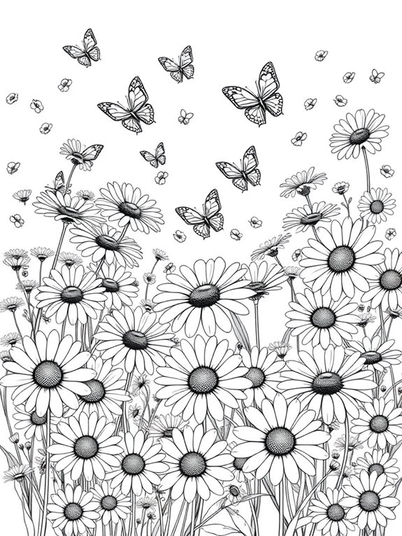 daisies and butterflies scene