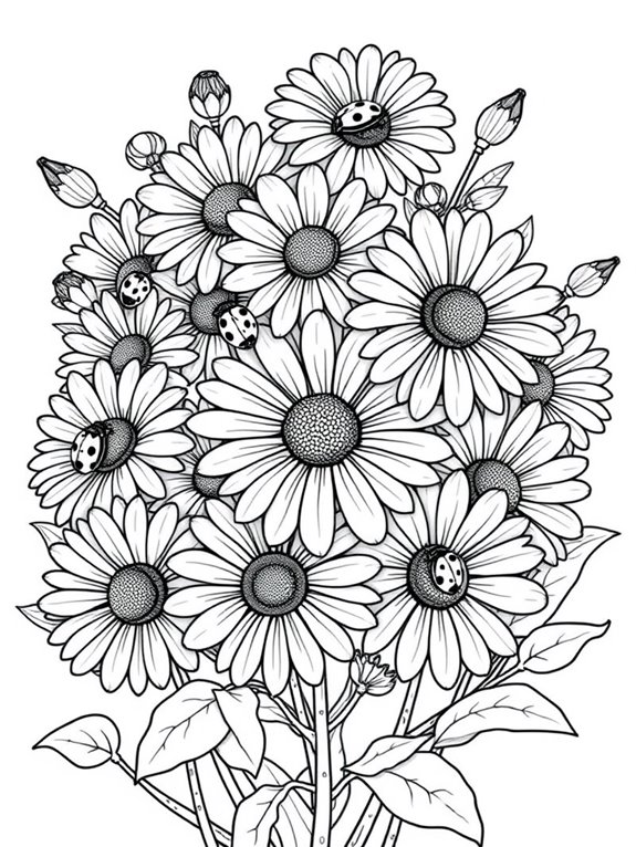 daisies and ladybugs illustration