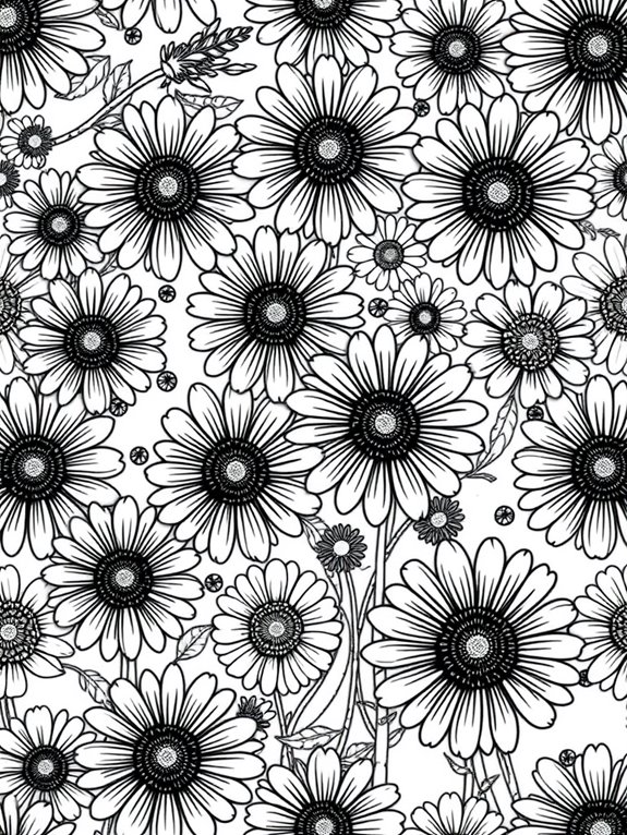 daisy themed coloring page design