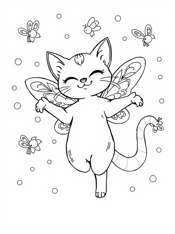 dancing fairy cat illustration