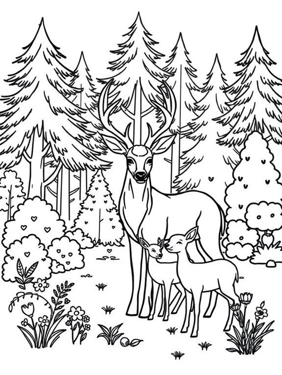 deer family coloring activity