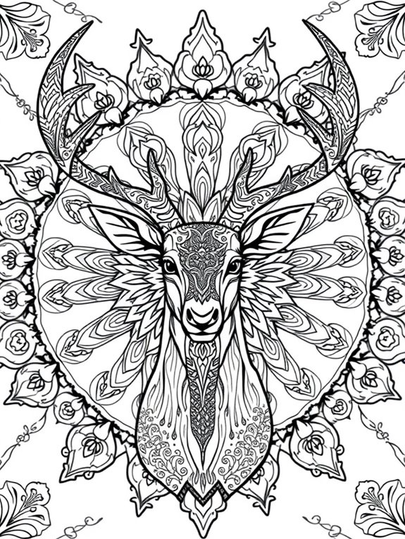 deer mandala coloring page