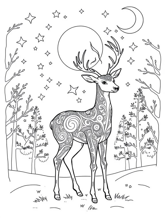 deer under starry night