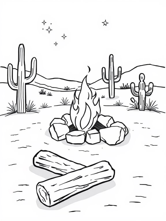 desert campfire coloring page