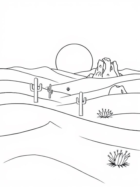 desert landscape coloring page