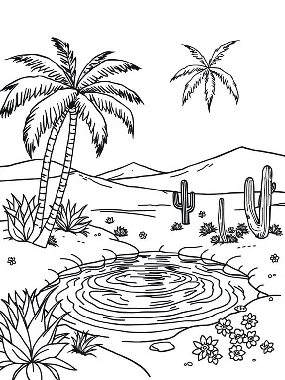 desert oasis coloring page