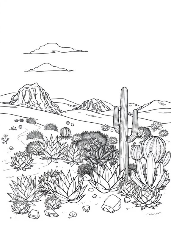 desert succulents coloring page