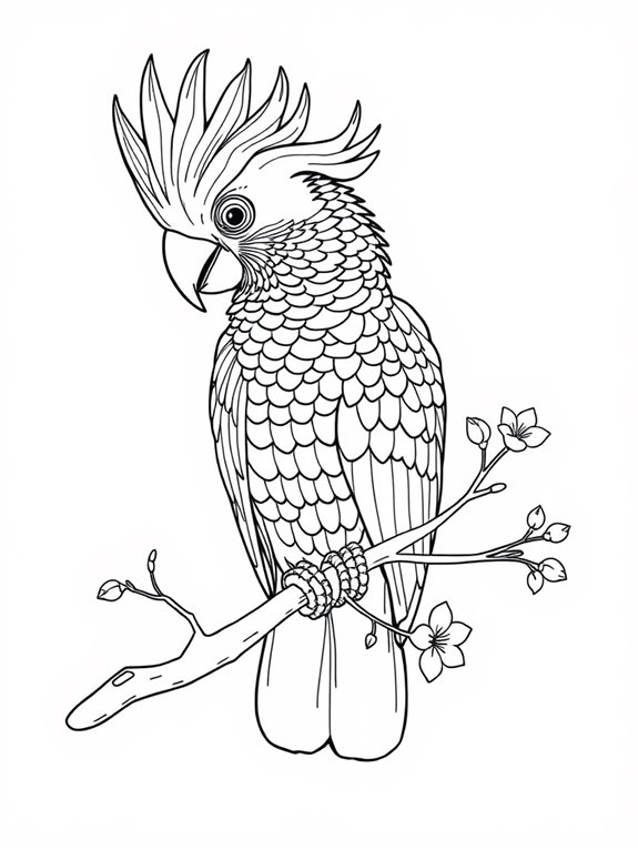 detailed cockatoo coloring page