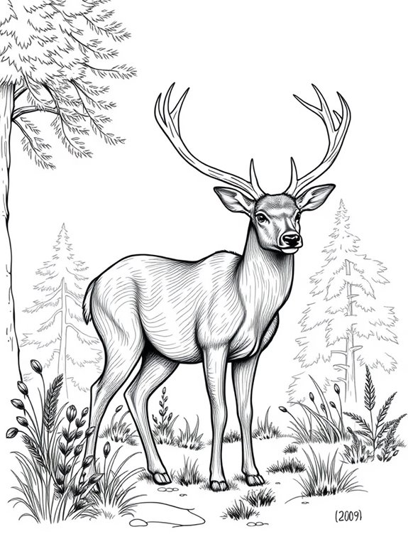 detailed deer coloring page