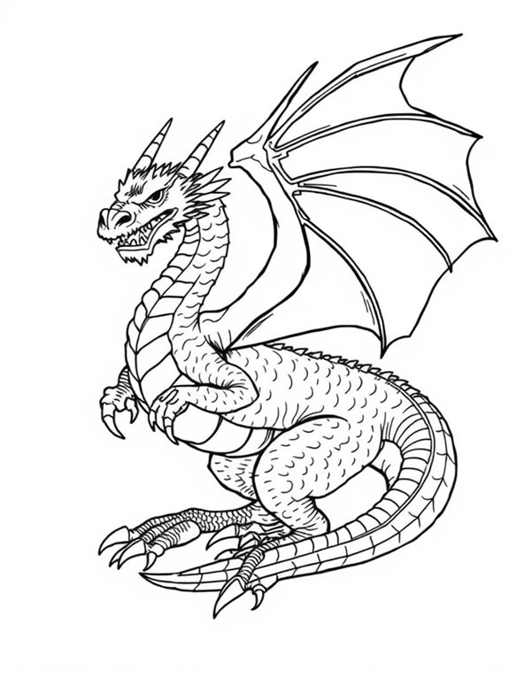 detailed dragon coloring page