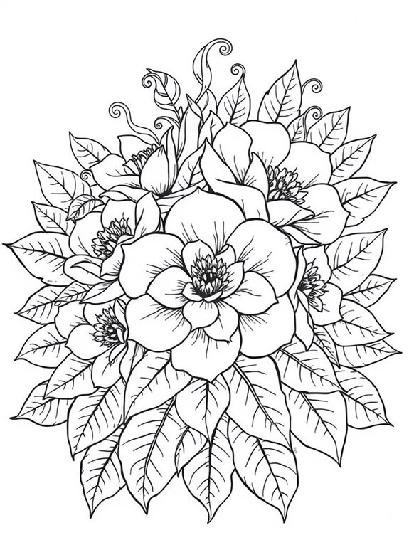 detailed floral coloring page