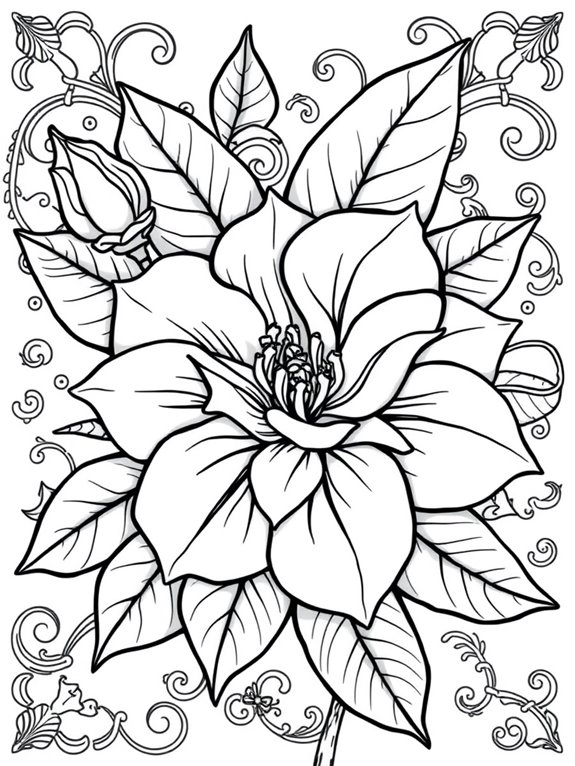 detailed floral coloring page