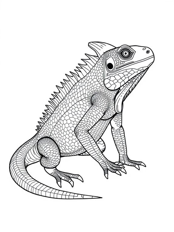 detailed iguana coloring page