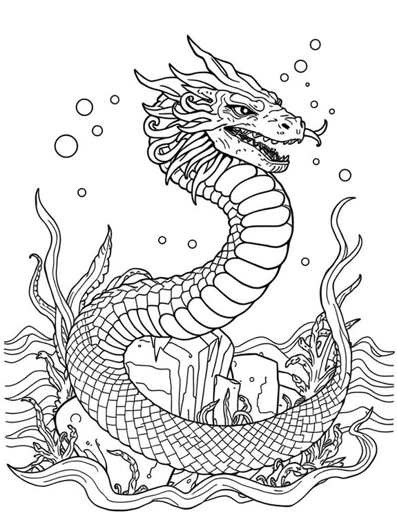 detailed sea serpent illustration