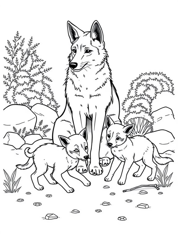 dingo family coloring page