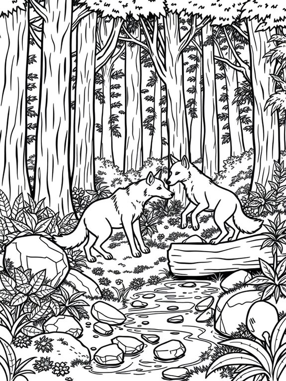 dingoes in forest scenery